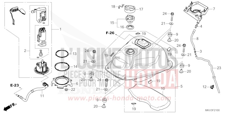 FUEL TANK/FUEL PUMP for Forza 750 CANDY CHROMOSPHERE RED (R381) from 2021